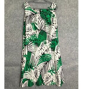 Signature Darby Dress 22W Green Black White Palm Leaf Sleeveless S Resortwear